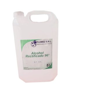 Alcohol Rectificado al 96 %, 5 L y 1 L