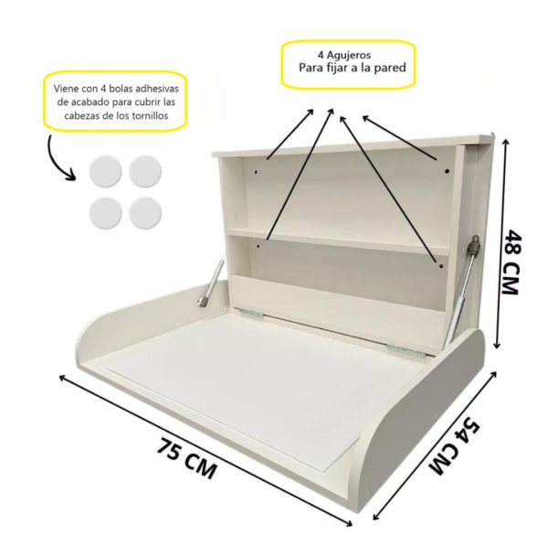 Cambiador de Bebe - Fijo de Pared - MDF - Imagen 4