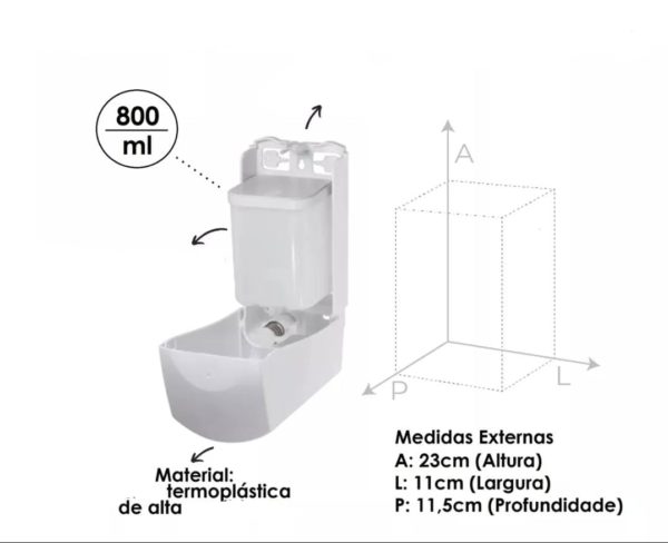 Jabonera Mazzo White/Black de 800 mL - Imagen 2