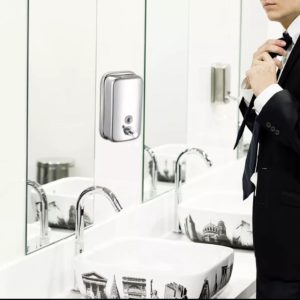 Dispensador Jabon Inox Visor, 500 mL.