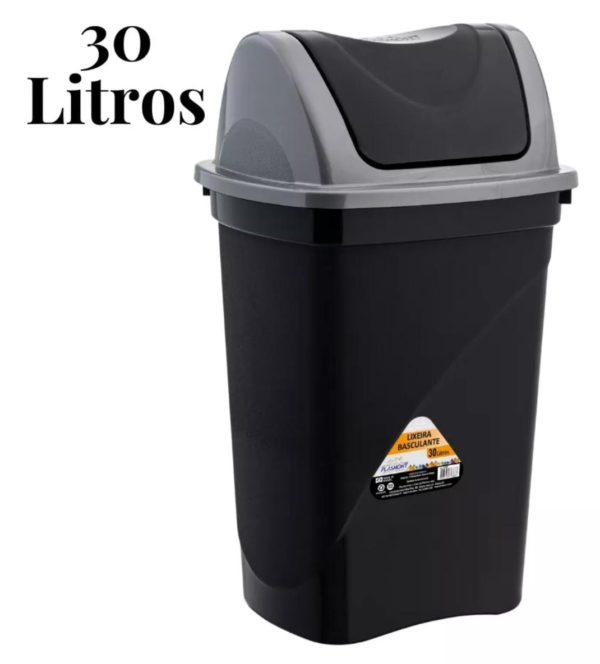 Basurero Basculante PlasM  Negro 30 L