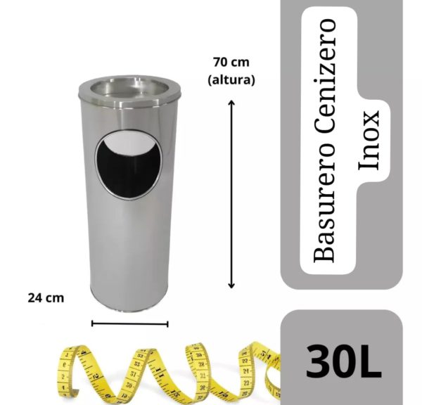 Basurero Cenicero Inoxidable Oval, 30 L - Imagen 2