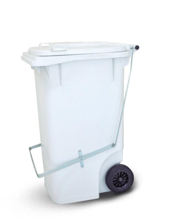 Basurero Blanco Rueda/Pedal Bra, 120 L (48x56x92 cm)