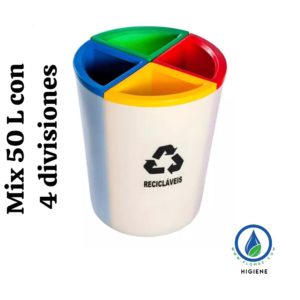 Basurero Redondo Mix con 4 Divisiones, 50 L