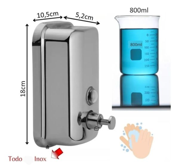 Dispenser JL Acero Inox 800 mL c/ Visor - Imagen 2