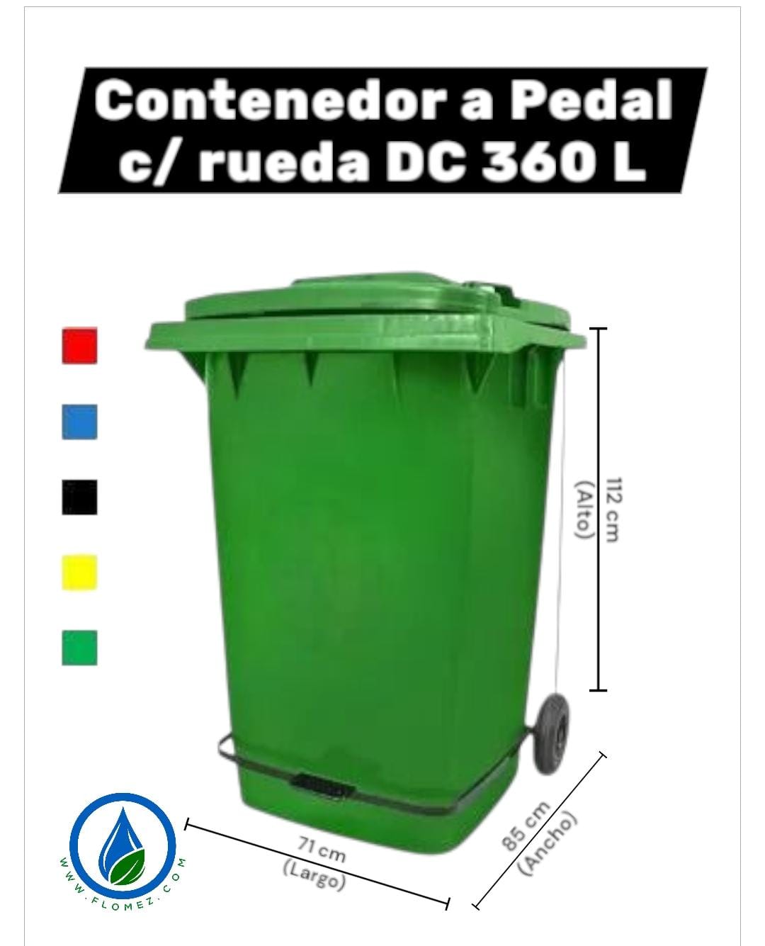 Contenedor a Pedal c/ Rueda 360 L DC