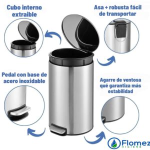 Basurero Basculante Inox Market 3 L
