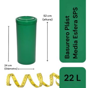 Basurero Plast Media Esfera (55x24cm) SPS, 22 L