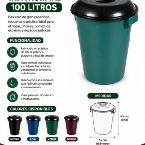 Basurero tapa normal 100 lts
