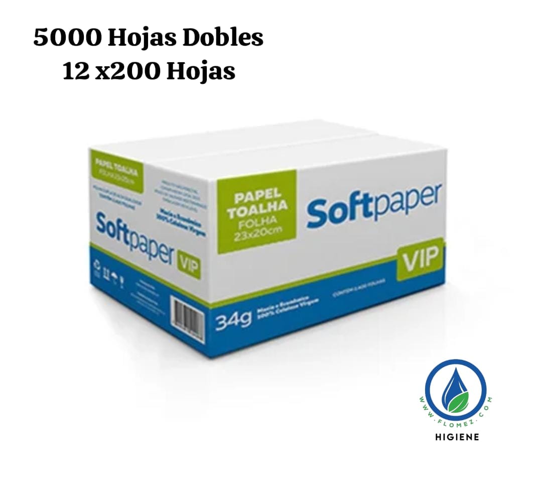 Papel Intercalada 34 g, Doble Hoja VIP, x5000 Hojas