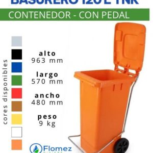 BASURERO 120 L TNK C/ RUEDA Y PEDAL