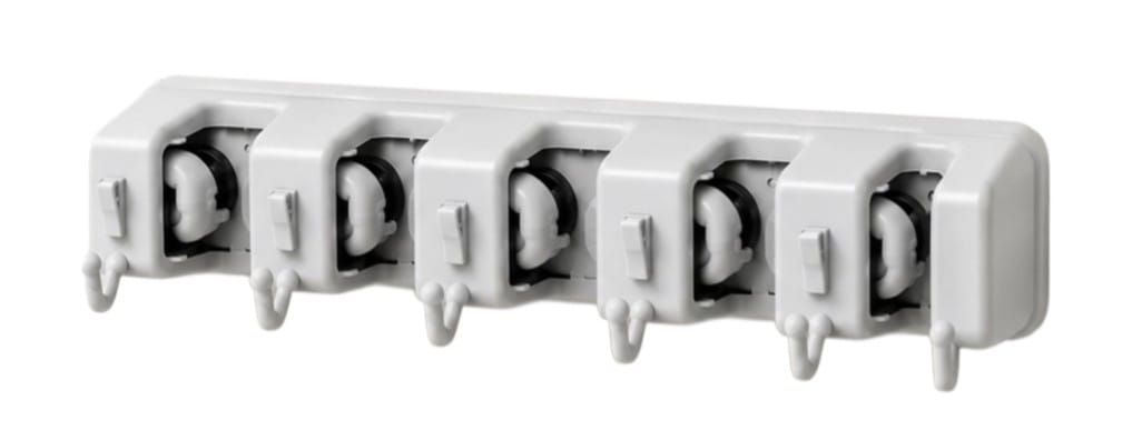Soporte porta escobas multiuso 5 poses x6 ganchos. - Imagen 2