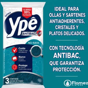 Esponja Antibacterial Ype Limpia bacha sin rayas x3 u.